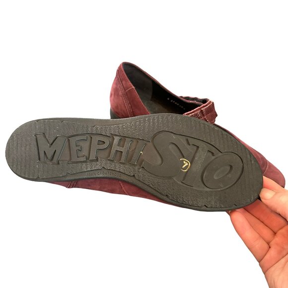 Mephisto Burgundy Suede Mary Jane Shoes Size 7.5 Comfort Flats - Picture 3 of 7